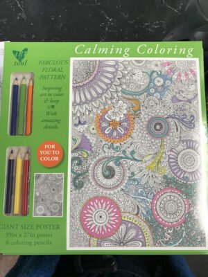 Calming Coloring Fabulous Floral Pattern Poster w/Colored Pencils