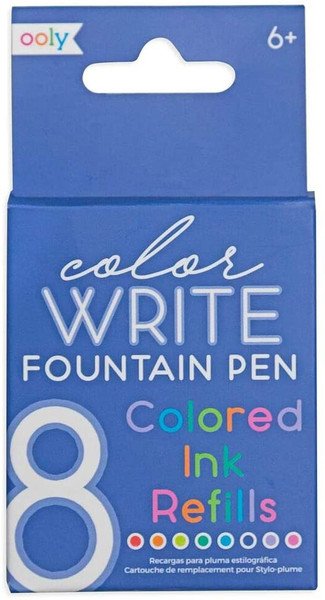 Color Write Fountain Pen: 8 Colored Ink Refills