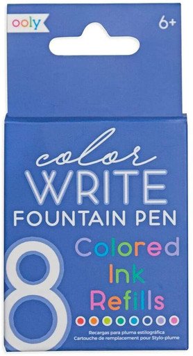 Color Write Fountain Pen: 8 Colored Ink Refills